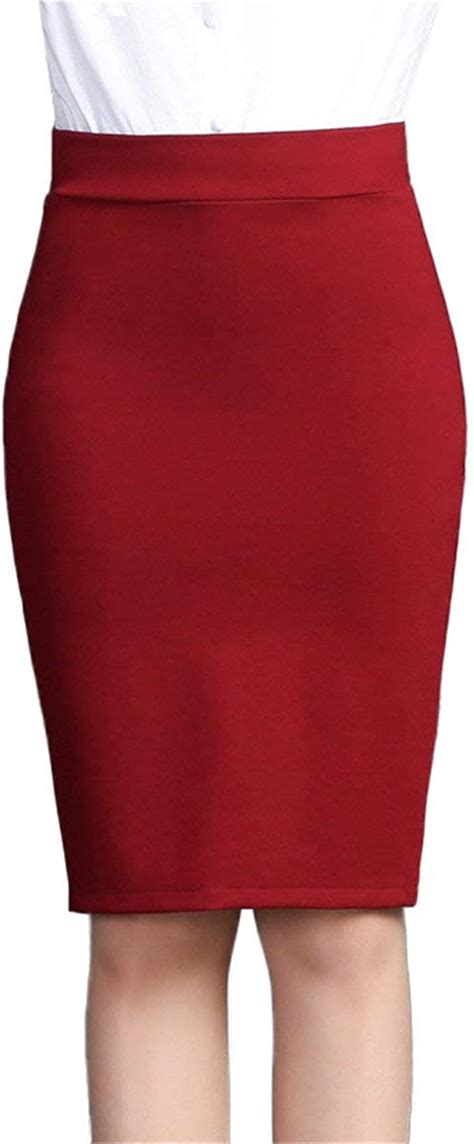 Bolawoo 77 Pencil Skirt Ladies Knee Length Skirt High Waist Pencil