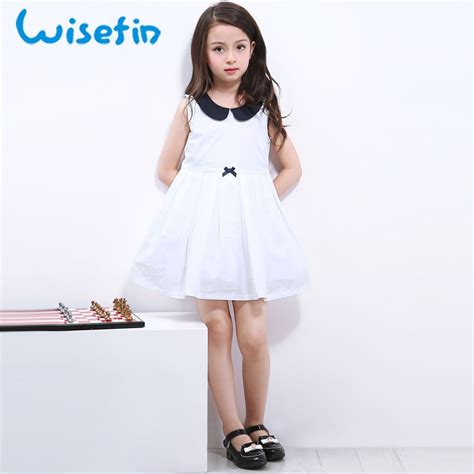 Wisefin Girls Summer Dresses Solid Sleeveless Ruched Bows White