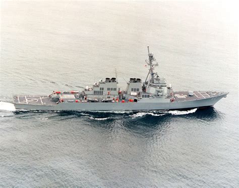 A High Oblique Starboard Side View Of The Guided Missile Destroyer Uss