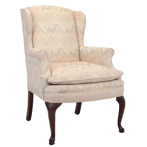 A queen anne chair is a beautiful thing. Queen Anne Style Upholstered Wing Chair at 1stdibs