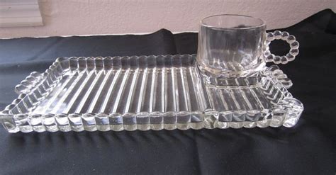 Vintage 4 Hazel Atlas Luncheon Plate Cup Set Boopie Glass Snack Sip