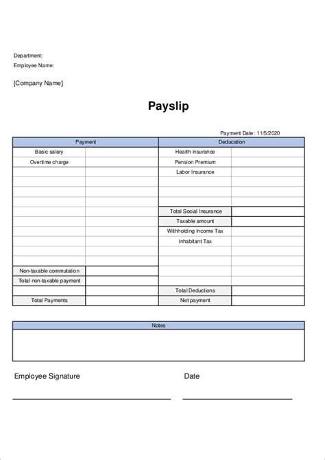 Payslip Template04 Excel Free Download