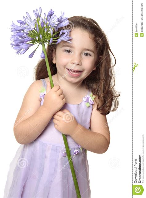 Little Girl Holding African Lily Stock Photo Image Of