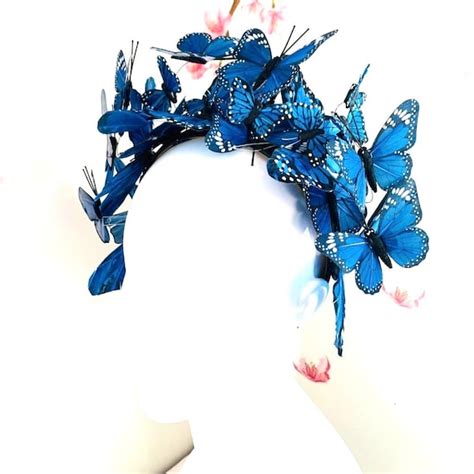Blue Goddess Headdress Blue Monarch Butterfly Headpiece Etsy