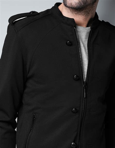 Zara Military Jacket With Epaulettes In Black For Men Lyst