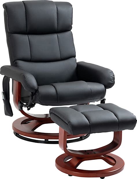 buy homcom recliner chair with ottoman electric faux leather recliner with 10 vibration points
