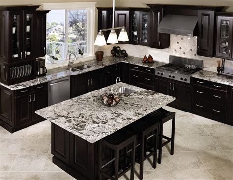 Contrasting faint pink grout with dark blue tile, shown in this design (2), is a one of kind combination that is certain to turn many heads. The Designs for Dark Cabinet Kitchen | Home and Cabinet ...