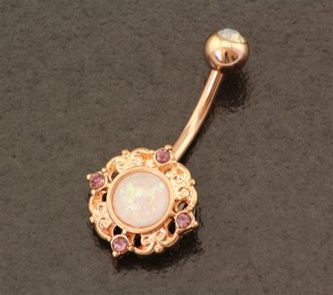 Rose Gold Belly Button Jewelry Elegant Opal Belly Button Ring Dainty Stone Body Jewellery