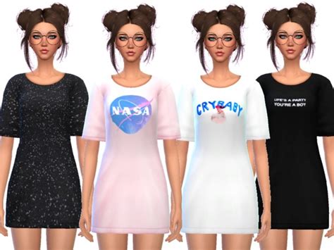 Kawaii Tee Shirt Dress By Wickedkittie At Tsr Sims 4 Updates