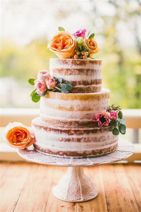 Rustic Naked Wedding Cake For Autumn Wedding Designs By Icegreeneyes