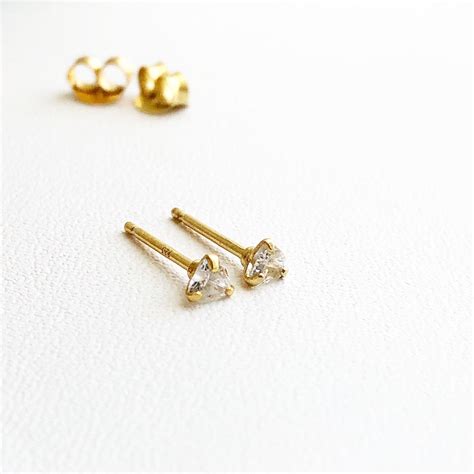 Gold Tiny Stud Earrings Classic Stud Earrings Mm Cz Stud Earrings