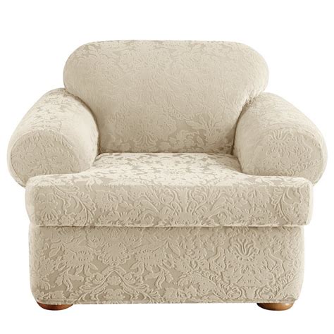 This slipcover works best on small sofas between 57 and 74 inches long, and it comes in more this armchair slipcover includes one large piece to put over the frame of the chair, as well as a single. Sure Fit Stretch Jacquard Damask T-Cushion Armchair ...