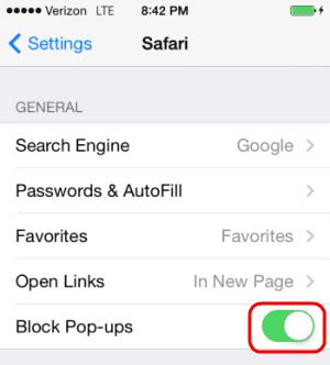 Scroll down and choose the safari option. Safari: Enable/Disable Pop-up Blocker