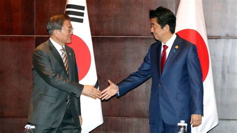 South Korea Japan Summit Sees Hope For Better Relations Bbc News