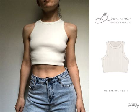 Crop Top Sewing Pattern Pdf Ribbed Tank Top For Women Etsy