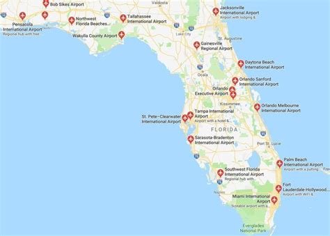 Map Of Florida Airports Map Of Florida Pensacola Florida Orlando