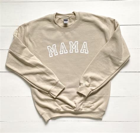 Varsity Letter Mama Sweatshirt Curved Letters Mothers Etsy