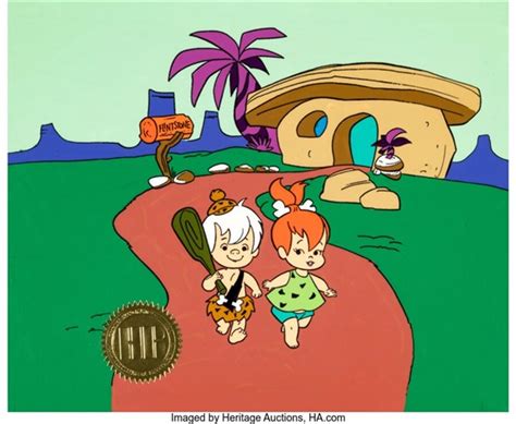 The Flintstones Bamm Bamm And Pebbles Publicity Cel Hanna Barbera 1976