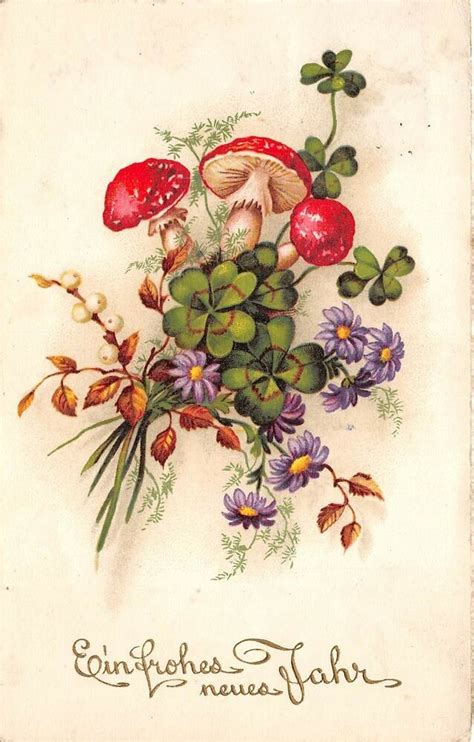 What to do with old christmas cards. BG3964 mushrooms new year neujahr flower mistletoe germany ...