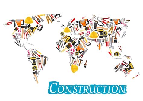 Premium Vector Construction Work Tools Vector World Map