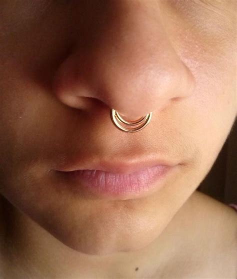 Double Septum Ring Septum Ring Nose Ring Sterling Silver 16g Nose Hoop Septum Jewelry