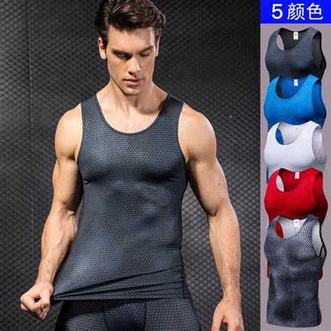 Men Running Vests Quick Dry Compression Tights Gym Tank Top Sportswear