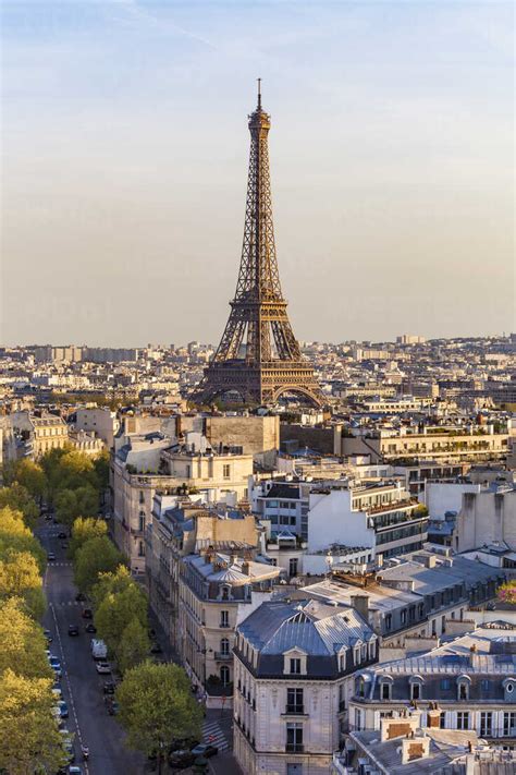 France Paris Cityscape With Eiffel Tower And Residential Buildings