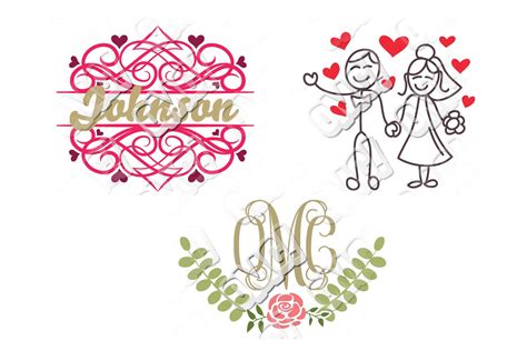 Wedding Svg And Fonts Bundle Svg Dxf Svg Files For Cricut Images