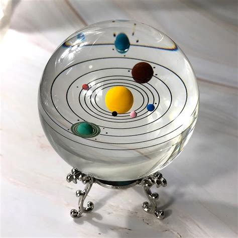 80mm Colorful Crystal Solar System Ball Miniature Planets Model Glass