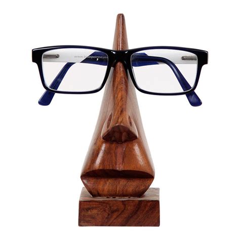 Wooden Eyeglass Holder Stand Sunglasses Office Storage Brown Face Boomark T Eyeglass Holder
