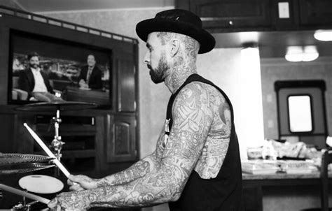 Barker has ink covering the… read more. Idea by Stephanie English on Travis Barker