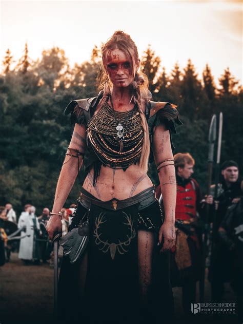 Female Celtic And Viking Inspired Larp Warrior Larp Cosplaygirl