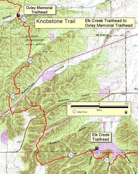 Topographic Map Of Knobstone Trail From Oxley Memorial To