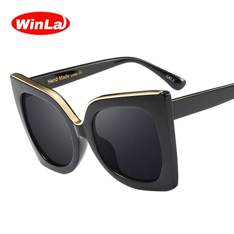 Winla Fashion Design Womens Vintage Cat Eye Sunglasses Female Gradient Lens Sunglasses Goggles