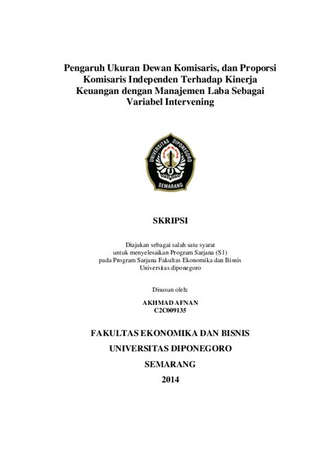 (PDF) Pengaruh Ukuran Dewan Komisaris, dan Proporsi Komisaris Independen Terhadap Kinerja ...