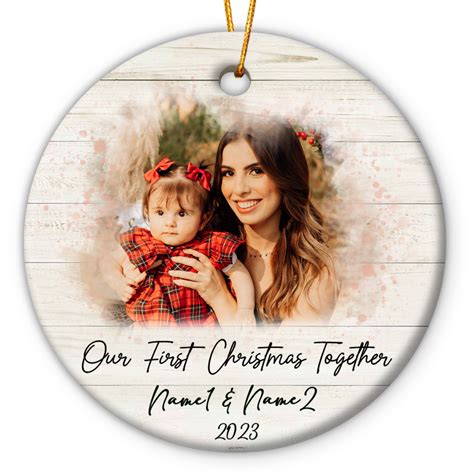 Mommy First Christmas Together Personalized Photo Ceramic Ornament 2024