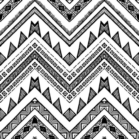 Hand Drawn Tribal Pattern Zigzag And Stripe Line Stock Vector