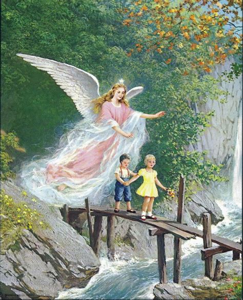 Vintage 8x10 Art Print Guardian Angel Protects Children From Danger At