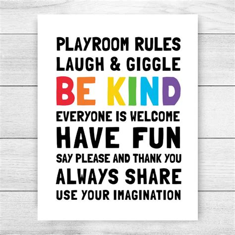 Playroom Rules Printable Art Playroom Decor Kids Prints Toy Etsy