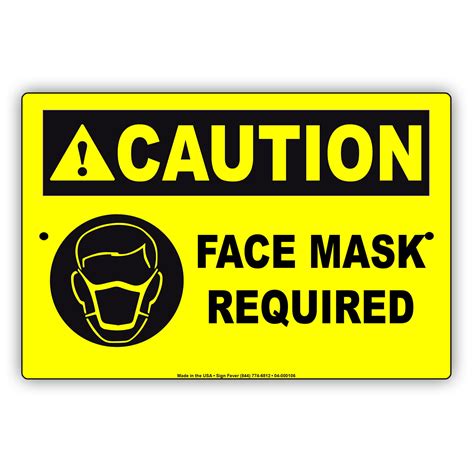 Caution Please Covering Face Required Novelty Display Health and Safety ...