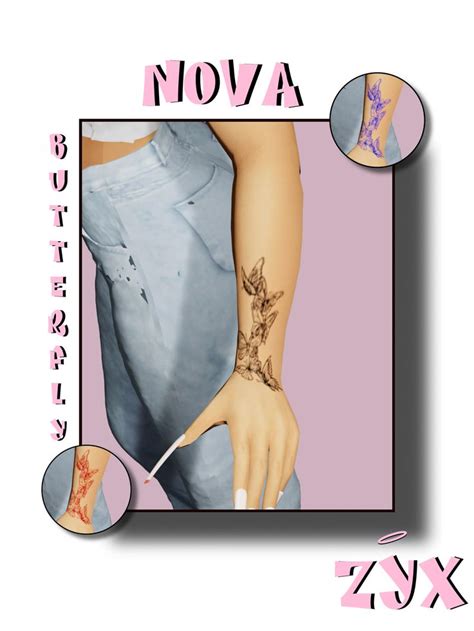 Nova Butterfly Lower Arm Tattoo Zyx On Patreon In 2021 Sims 4