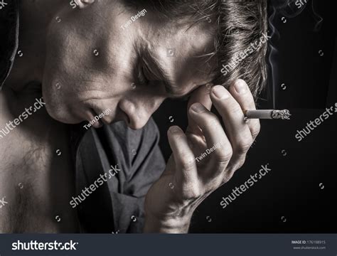 Depressed Smoking Man Stock Photo 176198915 Shutterstock