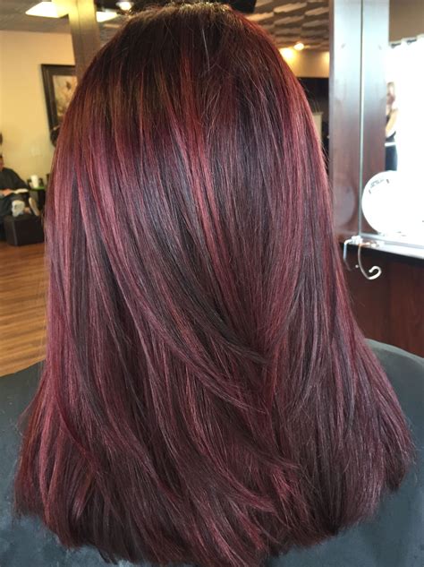 Reds Lowlights Dimensional Red Brunette Hair Color Red Highlights In