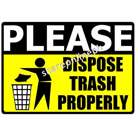 Dispose Trash Properly Signage Sign Boards Sticker Pvc Board Shopee