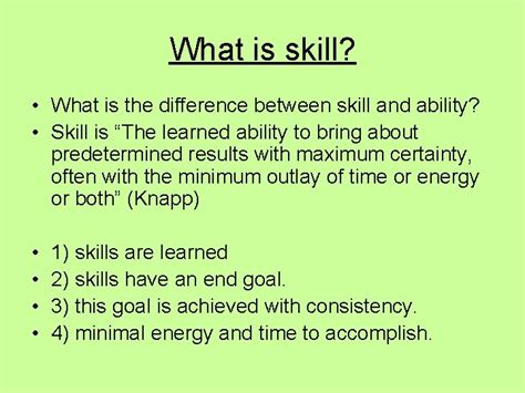 skill   ability abilities  enduring characteristics
