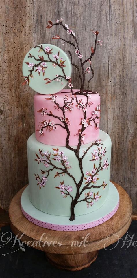 i would love this beautiful cherry blossom cake by kreatives mit herz with lemon and pale blue