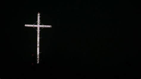 Christian Cross Illuminated Night Stock Footage Video 100 Royalty