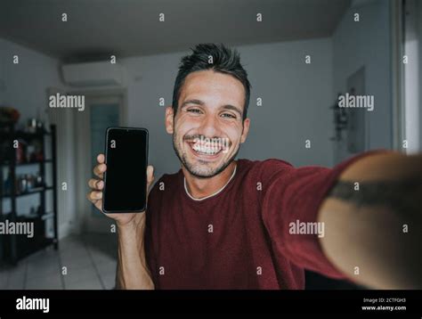 Happy Handsome Young Man Taking A Selfie At Home Positive Guy Smiling