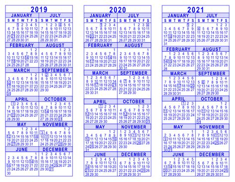 2021 Calendar Printable 2021 Calendar Template Monthly Etsy 2019 2020