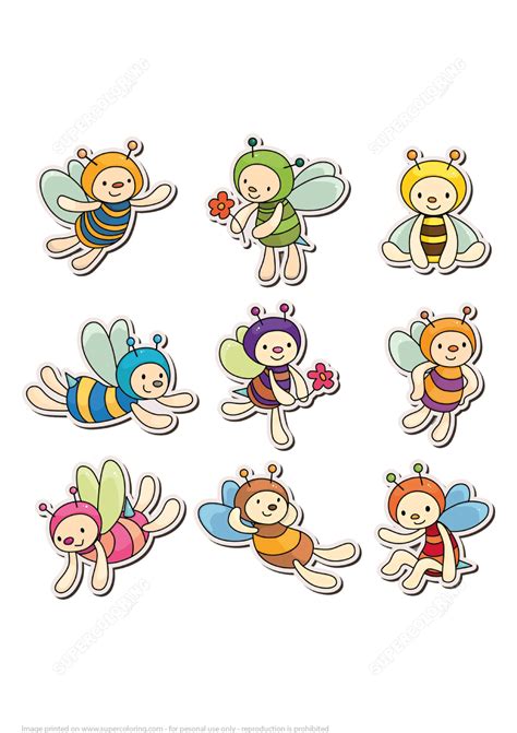 Cute Bee Printable Stickers Free Printable Papercraft Templates